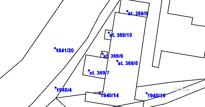 Parcela st. 369/6 v KÚ Vodňany, Katastrální mapa