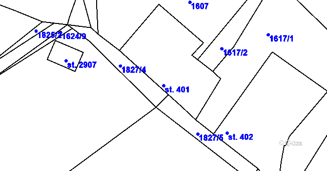 Parcela st. 401 v KÚ Vodňany, Katastrální mapa