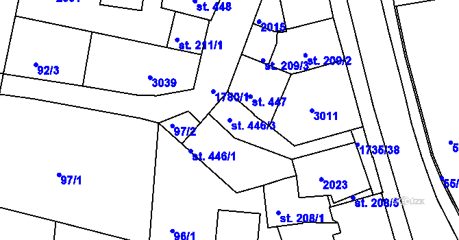 Parcela st. 446/3 v KÚ Vodňany, Katastrální mapa