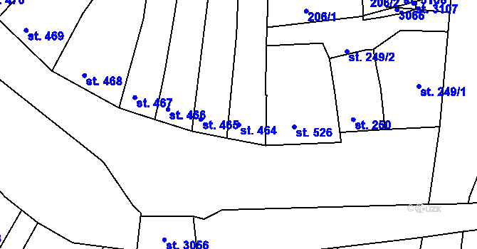 Parcela st. 464 v KÚ Vodňany, Katastrální mapa