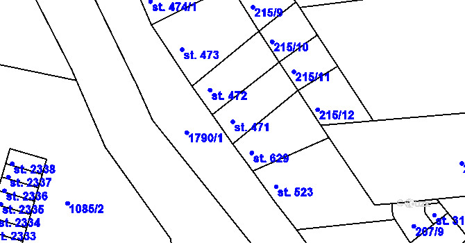 Parcela st. 471 v KÚ Vodňany, Katastrální mapa