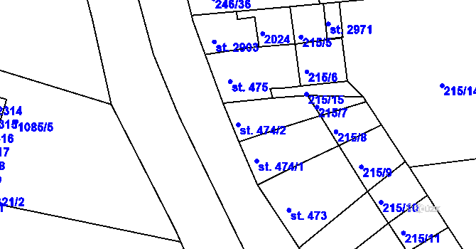 Parcela st. 474/2 v KÚ Vodňany, Katastrální mapa