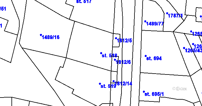 Parcela st. 518 v KÚ Vodňany, Katastrální mapa
