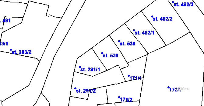 Parcela st. 539 v KÚ Vodňany, Katastrální mapa