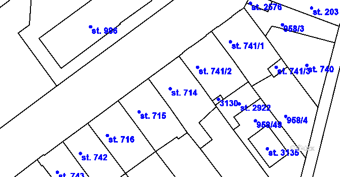 Parcela st. 714 v KÚ Vodňany, Katastrální mapa