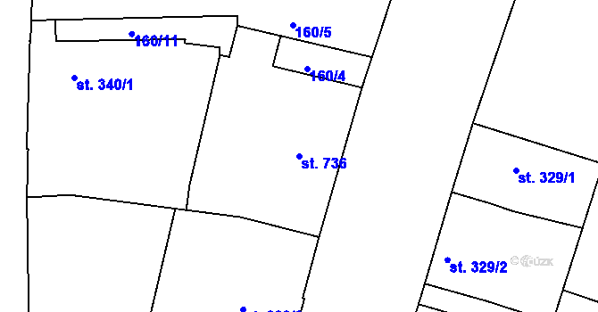 Parcela st. 736 v KÚ Vodňany, Katastrální mapa