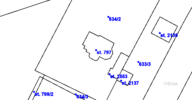 Parcela st. 797 v KÚ Vodňany, Katastrální mapa