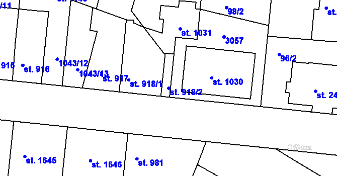 Parcela st. 918/2 v KÚ Vodňany, Katastrální mapa
