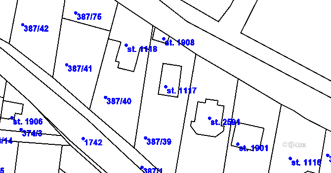 Parcela st. 1117 v KÚ Vodňany, Katastrální mapa