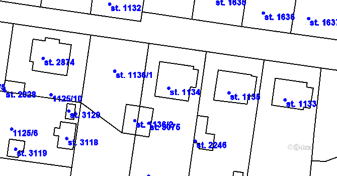 Parcela st. 1134 v KÚ Vodňany, Katastrální mapa