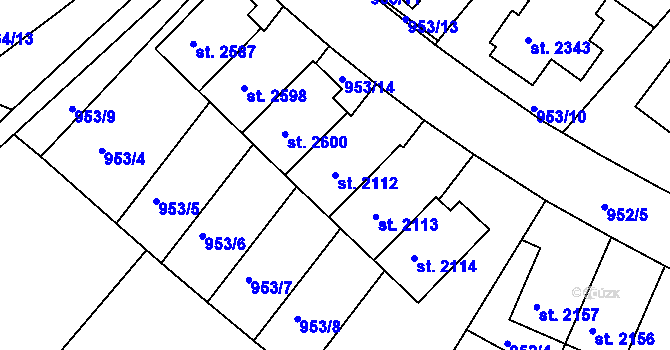 Parcela st. 2112 v KÚ Vodňany, Katastrální mapa