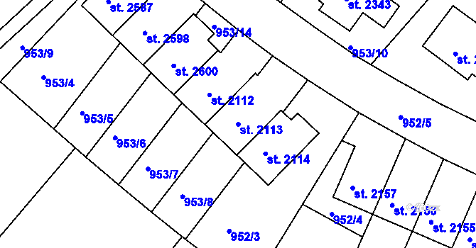 Parcela st. 2113 v KÚ Vodňany, Katastrální mapa
