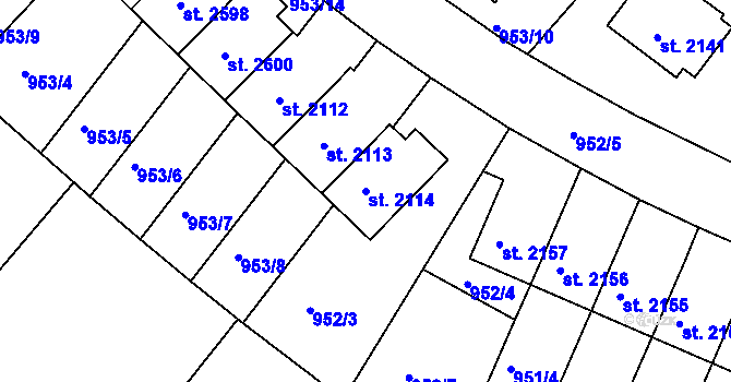 Parcela st. 2114 v KÚ Vodňany, Katastrální mapa