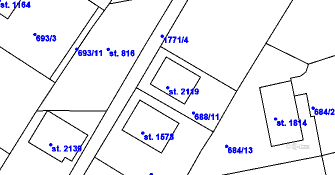 Parcela st. 2119 v KÚ Vodňany, Katastrální mapa