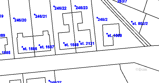 Parcela st. 2131 v KÚ Vodňany, Katastrální mapa