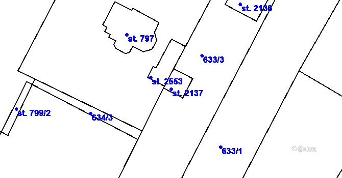 Parcela st. 2137 v KÚ Vodňany, Katastrální mapa