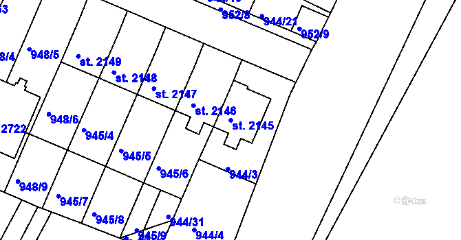 Parcela st. 2145 v KÚ Vodňany, Katastrální mapa