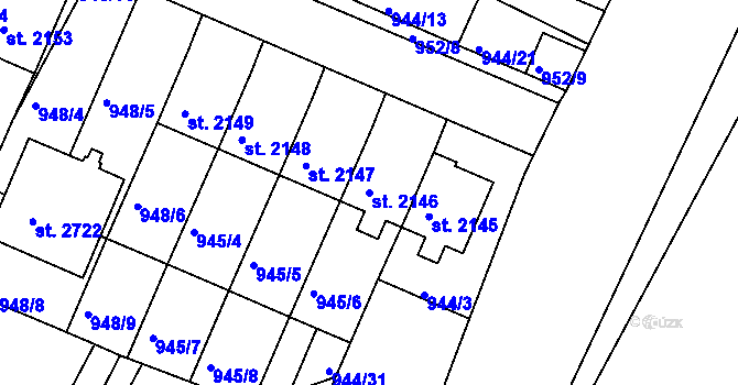 Parcela st. 2146 v KÚ Vodňany, Katastrální mapa