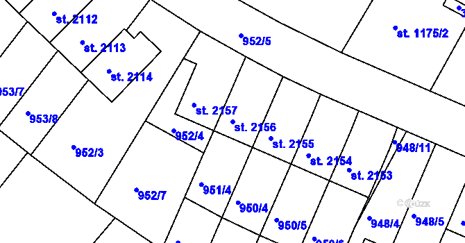 Parcela st. 2156 v KÚ Vodňany, Katastrální mapa