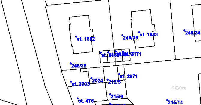 Parcela st. 2168 v KÚ Vodňany, Katastrální mapa