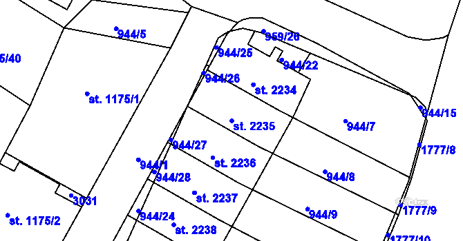 Parcela st. 2235 v KÚ Vodňany, Katastrální mapa