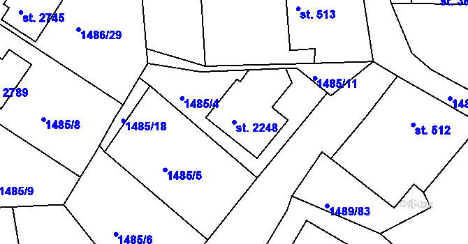 Parcela st. 2248 v KÚ Vodňany, Katastrální mapa