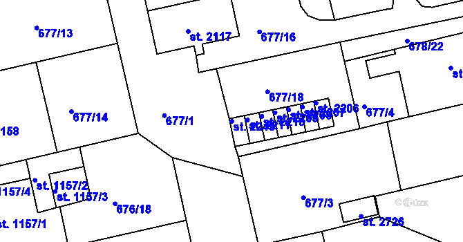Parcela st. 2249 v KÚ Vodňany, Katastrální mapa