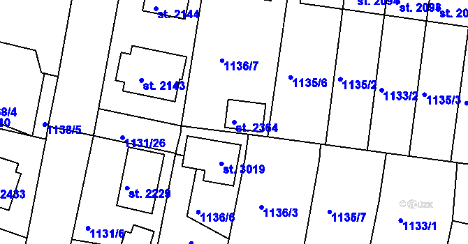 Parcela st. 2364 v KÚ Vodňany, Katastrální mapa
