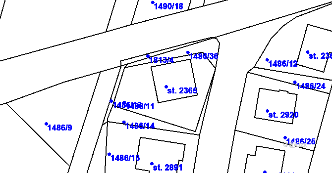 Parcela st. 2365 v KÚ Vodňany, Katastrální mapa