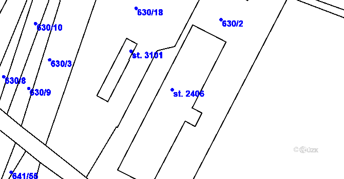 Parcela st. 2406 v KÚ Vodňany, Katastrální mapa
