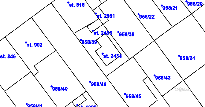 Parcela st. 2434 v KÚ Vodňany, Katastrální mapa