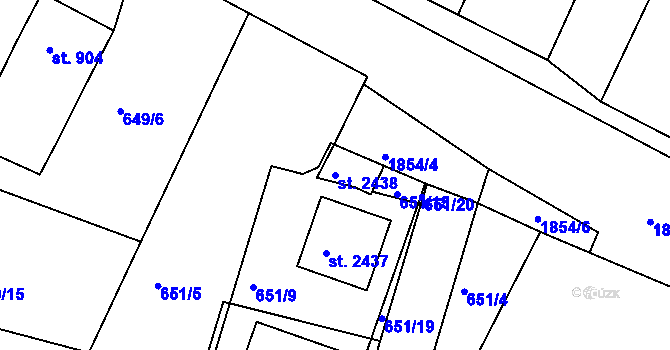 Parcela st. 2438 v KÚ Vodňany, Katastrální mapa