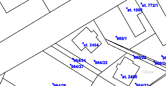 Parcela st. 2454 v KÚ Vodňany, Katastrální mapa