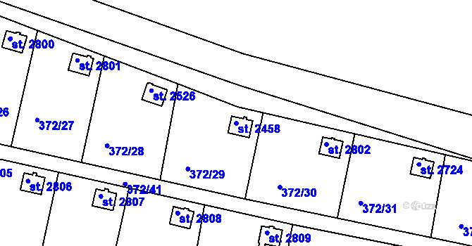 Parcela st. 2458 v KÚ Vodňany, Katastrální mapa