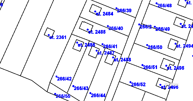 Parcela st. 2487 v KÚ Vodňany, Katastrální mapa