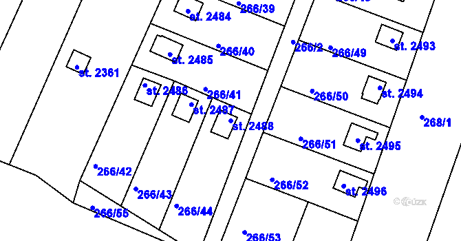Parcela st. 2488 v KÚ Vodňany, Katastrální mapa