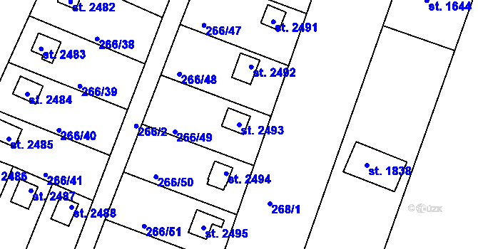 Parcela st. 2493 v KÚ Vodňany, Katastrální mapa