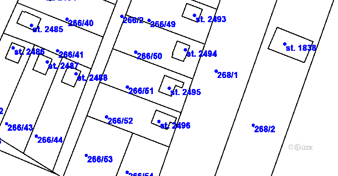 Parcela st. 2495 v KÚ Vodňany, Katastrální mapa