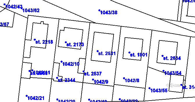 Parcela st. 2531 v KÚ Vodňany, Katastrální mapa