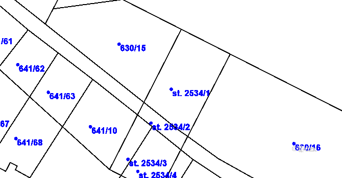 Parcela st. 2534/1 v KÚ Vodňany, Katastrální mapa