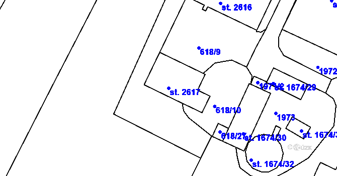 Parcela st. 2617 v KÚ Vodňany, Katastrální mapa