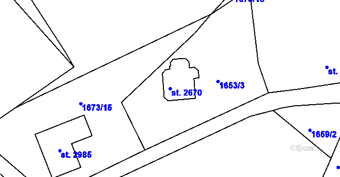 Parcela st. 2670 v KÚ Vodňany, Katastrální mapa