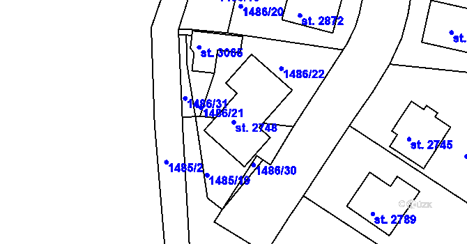 Parcela st. 2748 v KÚ Vodňany, Katastrální mapa