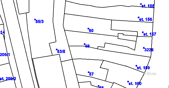 Parcela st. 59 v KÚ Vodňany, Katastrální mapa