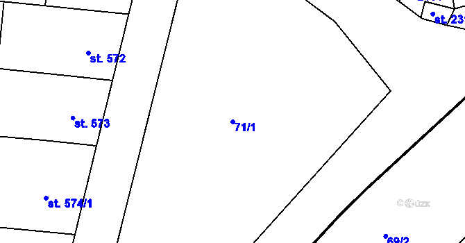 Parcela st. 71/1 v KÚ Vodňany, Katastrální mapa