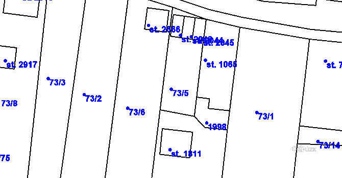 Parcela st. 73/5 v KÚ Vodňany, Katastrální mapa