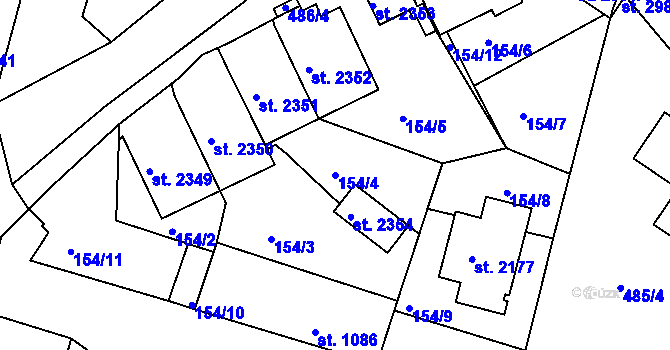 Parcela st. 154/4 v KÚ Vodňany, Katastrální mapa