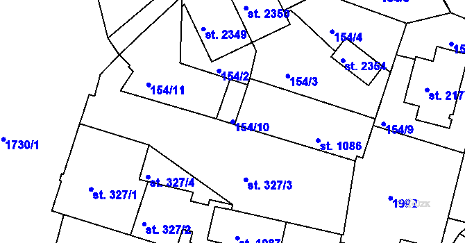 Parcela st. 154/10 v KÚ Vodňany, Katastrální mapa