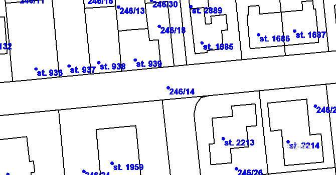 Parcela st. 246/14 v KÚ Vodňany, Katastrální mapa
