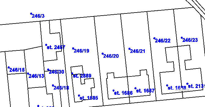Parcela st. 246/20 v KÚ Vodňany, Katastrální mapa